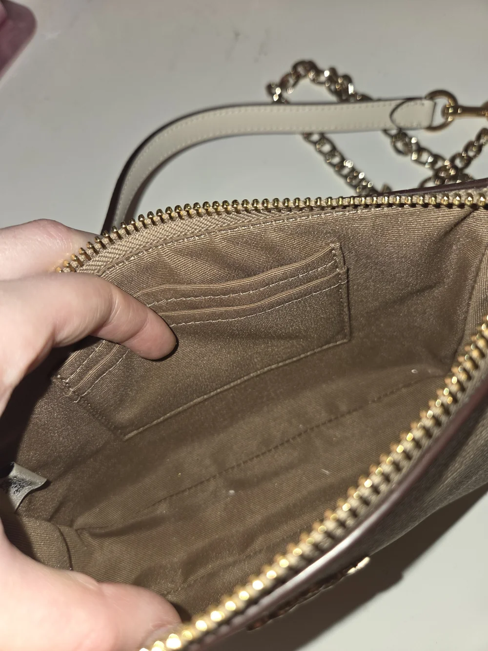 Coach Nolita 19 Beige Signature Chain Shoulder Bag With Chain Extender - Picture 4 of 6
